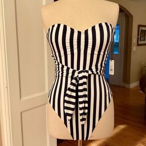 NWT “ WE WORE WHAT” striped swimsuit XL